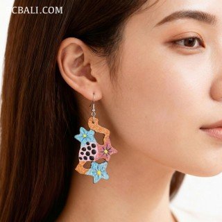 Hot Sale Painting Wood Earrings Unique Design